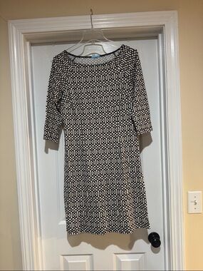 J. McLaughlin Black and White Geometric Midi Dress